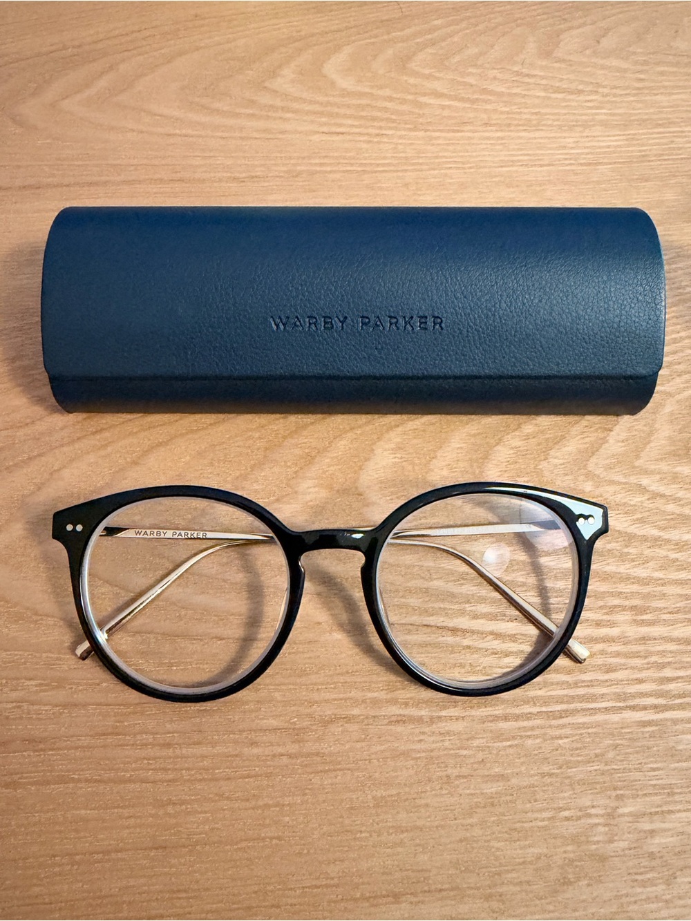 Warby Parker Langley Round Black Glasses with Case